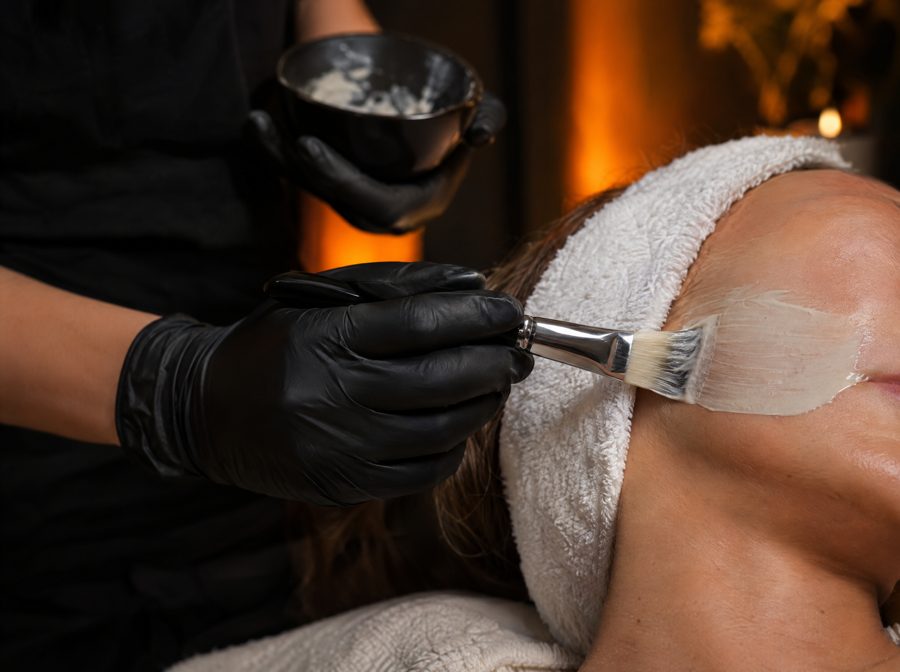 Facial treatment with a brush